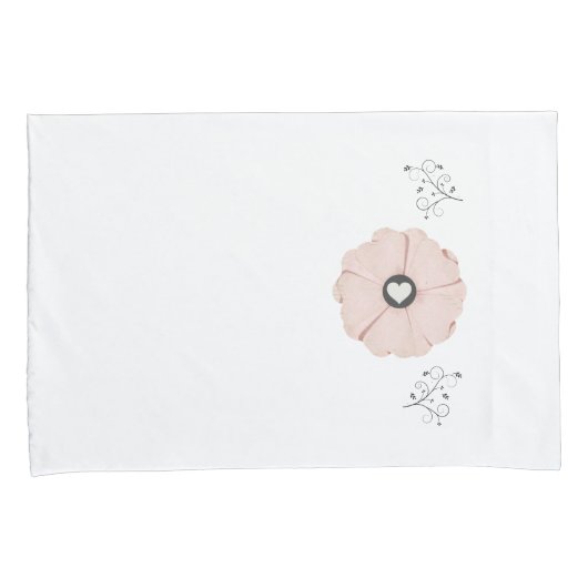  roze Floral/wijn standaard Kussensloop set (Voorkant-Rechts)