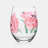 Roze Floral Wijnglas Zonder Voet (Voorkant)