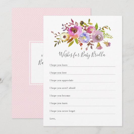 Roze Floral wil Baby, baby shower spel Kaart (Voorkant / Achterkant)