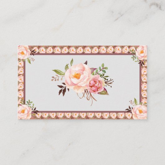 Roze Floral Wine Raffle Wedding Vrijgezellenfeest  Plaatskaartje (Achterkant)