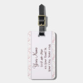 Roze Floral Wisps & Stripes met monogram Bagagelabel (Voorkant verticaal)