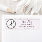 Roze Floral Wisps & Stripes met monogram Etiket (Insitu)