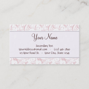 Roze Floral Wisps & Stripes met monogram Visitekaartje