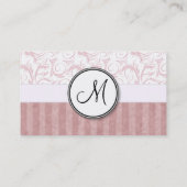 Roze Floral Wisps & Stripes met monogram Visitekaartje (Achterkant)