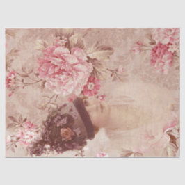  roze Floral Woman in Pet Shabby Chic Tissuepapier