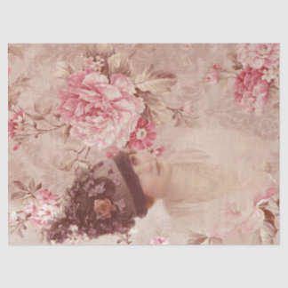  roze Floral Woman in Pet Shabby Chic Tissuepapier