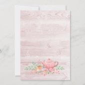 Roze Floral wood Alle leeftijden namiddag Tea Birt Kaart (Achterkant)