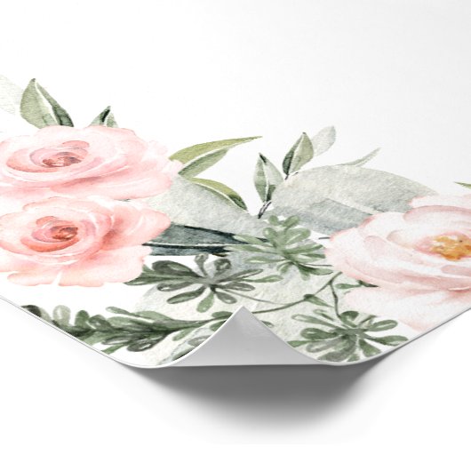 Roze Floral Woodland Animals Baby shower Welkom Poster (Hoek)