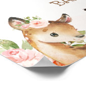 Roze Floral Woodland Animals Baby shower Welkom Poster (Hoek)