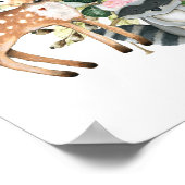 Roze Floral Woodland Animals Baby shower Welkom Poster (Hoek)