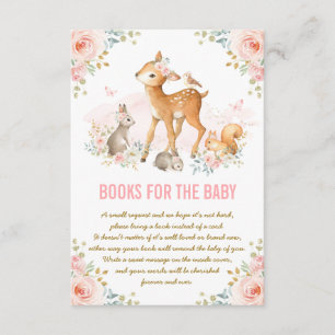 Roze Floral Woodland Deer Bunny Books voor Baby Informatiekaartje