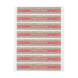 Roze Floral Wrap-Around Food Label Adreslabel Wikkel