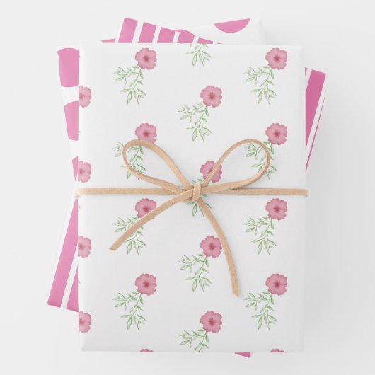 Roze Floral wrapping Papier voor platte vellen vel (In situ)