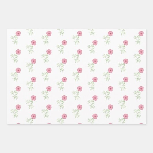 Roze Floral wrapping Papier voor platte vellen vel (Voorkant)