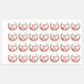 Roze Floral WreatCustom Name School Labels (Vel)