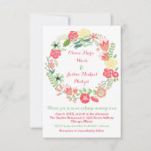 Roze Floral Wreath - 3x5 Weddenschap Kaart (Voorkant)