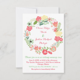 Roze Floral Wreath - 3x5 Weddenschap Kaart