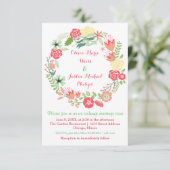 Roze Floral Wreath - 3x5 Weddenschap Kaart (Staand voorkant)