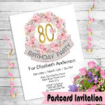 roze Floral Wreath 80th Birthday Briefkaart<br><div class="desc">roze en grijze Waterverf Floral heeft 80ste verjaardag uitgenodigd voor vrouwen. Gemakkelijk om de steekproeftekst in uw eigen te veranderen door te klikken personaliseer. Klik verder aanpassen om het doopvonttype,  de kleur van de doopvont,  de doopvontgrootte te veranderen,  of de tekst of de ontwerpelementen toe te voegen/te schrappen/te veranderen.</div>