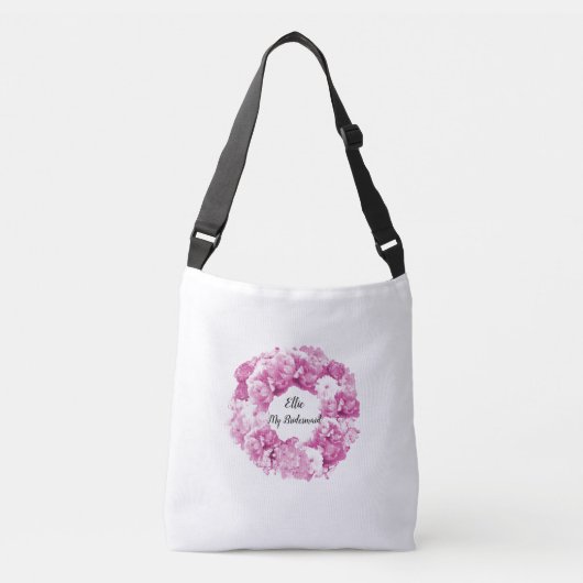 Roze Floral Wreath Bridesmaid Canvas tas (Voorkant)