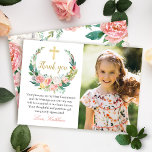 Roze Floral Wreath Heilige Communie Hartelijk dank Bedankkaart<br><div class="desc">Roze Floral Wreath Heilige Communie Hartelijk dank</div>