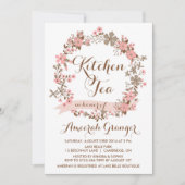 Roze Floral Wreath Kitchen Tea Party Invitation Kaart (Voorkant)