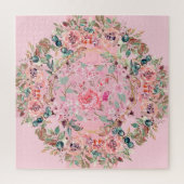 Roze Floral Wreath Legpuzzel (Verticaal)