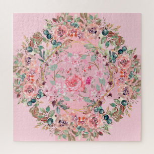 Roze Floral Wreath Legpuzzel
