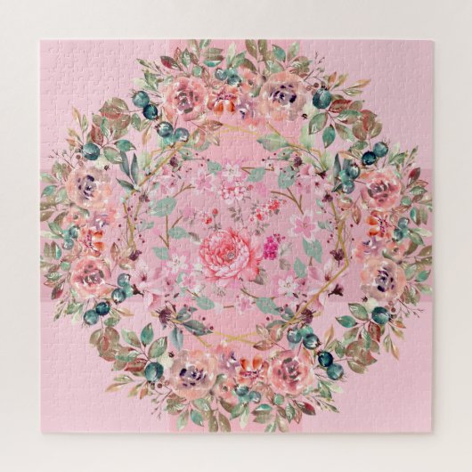 Roze Floral Wreath Legpuzzel (Verticaal)