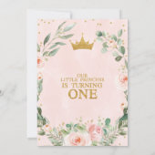 Roze Floral Wreath Little Princess 1st Birthday Kaart (Achterkant)