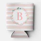 Roze Floral Wreath Monogram Blikjeskoeler (Voorkant)