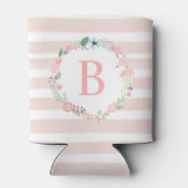 Roze Floral Wreath Monogram Blikjeskoeler (Achterkant)