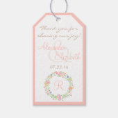 Roze Floral Wreath - Monogrammen Cadeaulabel (Voorkant)