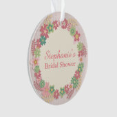 Roze Floral Wreath Ornament (voorkant)
