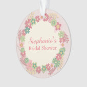 Roze Floral Wreath Ornament (voorkant)