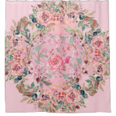 Roze Floral Wreath, prachtig kunstwerk Douchegordijn (Voorkant)