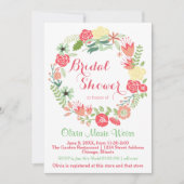 Roze Floral Wreath - Vrijgezellenfeest Invite Kaart (Voorkant)