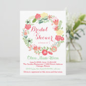 Roze Floral Wreath - Vrijgezellenfeest Invite Kaart (Staand voorkant)