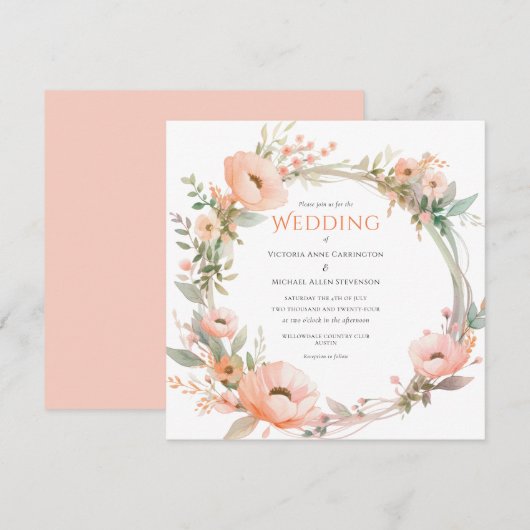 Roze Floral Wreath Wedding (Voorkant / Achterkant)