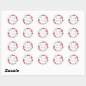  roze Floral Wreath Wedding Favor Sticker (Vel)