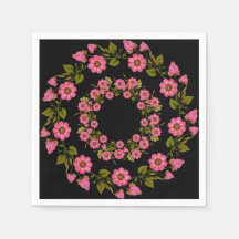 Roze Floral Wreaths | Weddenschap Napkin