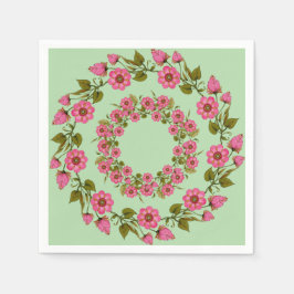 Roze Floral Wreaths | Weddenschap Napkin Servet