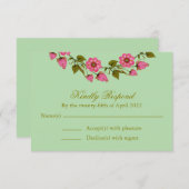 Roze Floral Wreaths | Weddenschap RSVP (Voorkant / Achterkant)