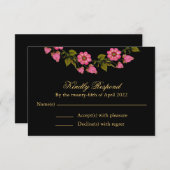 Roze Floral Wreaths | Weddenschap RSVP (Voorkant / Achterkant)