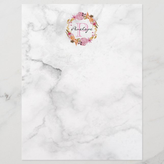  Roze Floral Wreatmonogram (Voorkant)