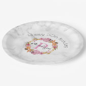 roze Floral Wreatmonogram Birthday Papieren Bordje (Gekanteld)