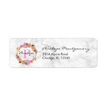 Roze Floral Wreatmonogram