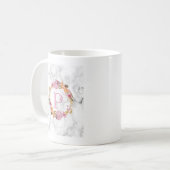  Roze Floral Wreatmonogram Koffiemok (Voorkant links)