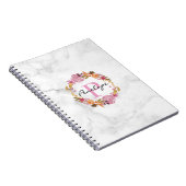  Roze Floral Wreatmonogram Notitieboek (Rechterzijde)