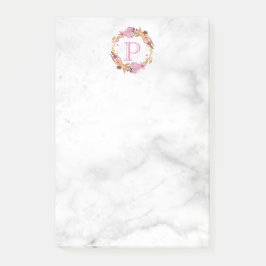 Roze Floral Wreatmonogram Post-it® Notes
